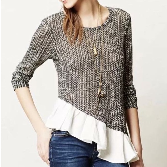 Anthro Clu + Willoughby Asymmetrical Hem Sweater - Picture 1 of 10